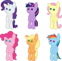 Size: 1990x1983 | Tagged: safe, artist:phucknuckl, derpibooru import, applejack, fluttershy, pinkie pie, rainbow dash, rarity, twilight sparkle, oc, earth pony, pegasus, unicorn, mane six, pegasus oc, plushie, simple background, transparent background, vector, wings