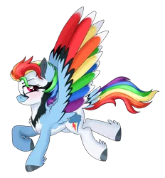 Size: 1535x1655 | Tagged: safe, artist:unoriginai, derpibooru import, rainbow dash, pegasus, pony, leak, spoiler:g5, colored wings, female, g5, hooves, mare, multicolored wings, rainbow dash (g5), rainbow wings, raised hoof, redesign, simple background, smiling, smirk, solo, spread wings, transparent background, wings