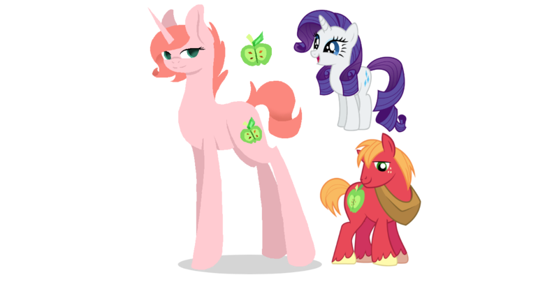 Size: 1370x691 | Tagged: safe, artist:magicuniclaws, derpibooru import, big macintosh, rarity, oc, pony, unicorn, female, male, mare, offspring, parent:big macintosh, parent:rarity, parents:rarimac, rarimac, shipping, simple background, straight, transparent background