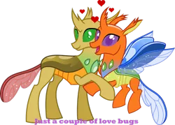 Size: 2896x2071 | Tagged: artist:vector-brony, changedling, changedlingified, changedling oc, changeling, changeling oc, derpibooru import, female, floating heart, heart, male, oc, oc:secret dreamer, oc:vector, oc x oc, safe, shipping, simple background, species swap, straight, transparent background, unofficial characters only, vector