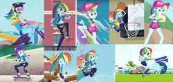 Size: 1807x859 | Tagged: safe, derpibooru import, rainbow dash, blue crushed, do it for the ponygram!, eqg summertime shorts, equestria girls, equestria girls series, forgotten friendship, friendship games, sic skateboard, steps of pep, stressed in show, stressed in show: rainbow dash, spoiler:eqg series (season 2), badminton, basketball, belly button, choose your own ending (season 1), clothes, collage, converse, football, karate, motorcycle, running, shoes, skateboard, sports, surfing, volleyball