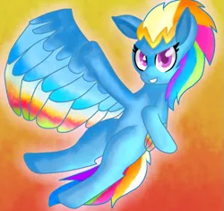 Size: 781x734 | Tagged: safe, artist:hazesong, derpibooru import, rainbow dash, pegasus, pony, leak, spoiler:g5, colored wings, female, g5, mare, multicolored wings, rainbow dash (g5), rainbow wings, redesign, simple background, solo, wings