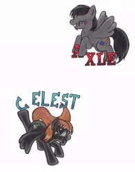Size: 791x1011 | Tagged: safe, artist:blazelupine, derpibooru import, oc, oc:axle, oc:celest, unofficial characters only, pegasus, pony, cutie mark, female, male, simple background, traditional art, white background, wings