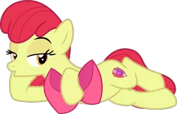 Size: 4306x2774 | Tagged: safe, artist:djdavid98, artist:sollace, derpibooru import, edit, editor:slayerbvc, vector edit, apple bloom, earth pony, pony, growing up is hard to do, :o, adult, apple bloom's bow, bedroom eyes, bow, cropped, cute, cutie mark, draw me like one of your french girls, female, hair bow, image, lidded eyes, looking at you, lying down, mare, older, older apple bloom, open mouth, png, side, simple background, solo, transparent background, vector