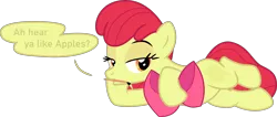 Size: 6498x2766 | Tagged: suggestive, alternate version, artist:djdavid98 edits, artist:sollace, derpibooru import, edit, editor:slayerbvc, vector edit, apple bloom, earth pony, growing up is hard to do, apple bloom's bow, bedroom eyes, body painting, bow, covered cutie mark, cropped, cute, cutie mark, dialogue, draw me like one of your french girls, female, filly, foal, hair bow, lidded eyes, looking at you, lying down, mare, no regrets, :o, older, open mouth, paint, paintbrush, side, simple background, solo, transparent background, vector, younger