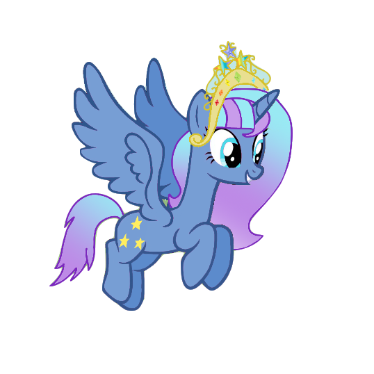 Size: 538x538 | Tagged: safe, artist:crystal twilight, artist:starlight brilliant, derpibooru import, oc, oc:starlight resplendent, unofficial characters only, alicorn, pony, alicorn oc, crown, female, flying, horn, jewelry, regalia, simple background, solo, tail, transparent background, wings