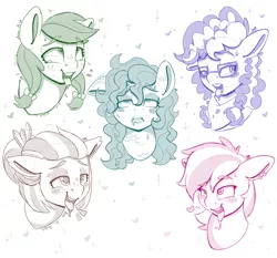 Size: 4000x3726 | Tagged: suggestive, artist:partylikeanartist, derpibooru import, apple fritter, oc, oc:cinnabyte, oc:meril altum, oc:prisma amethyst, earth pony, original species, pony, shark, shark pony, ahegao, amethyst, apple family member, bags under eyes, bedroom eyes, blushing, bow, bust, cross-eyed, crying, crystal, drool, drool string, ear piercing, earring, eyeshadow, female, females only, fluffy, freckles, glasses, hair bow, jewelry, makeup, moaning, moaning in pleasure, open mouth, piercing, ponytail, portrait, shaking, shivering, sketch, solo, solo female, sweat, sweatdrop, sweatdrops, tears of pleasure, teary eyes, tongue out, wet