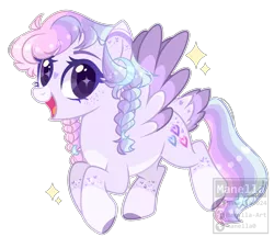 Size: 2452x2116 | Tagged: safe, artist:manella-art, derpibooru import, oc, oc:wisteria may, pegasus, pony, female, mare, offspring, parent:oc:pelito, parent:princess cadance, parents:canon x oc, simple background, solo, transparent background