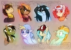 Size: 1280x896 | Tagged: safe, artist:elbdot, derpibooru import, rainbow dash, tracy flash, oc, oc:doppel, oc:inferno dust, oc:popcorn, oc:redge, pony, female, male, mare, stallion