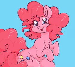 Size: 3000x2700 | Tagged: safe, artist:bunnycat, derpibooru import, pinkie pie, earth pony, pony, blue background, chest fluff, cute, cutie mark, diapinkes, eye clipping through hair, female, heart eyes, high res, mare, open mouth, simple background, smiling, solo, textless, wingding eyes