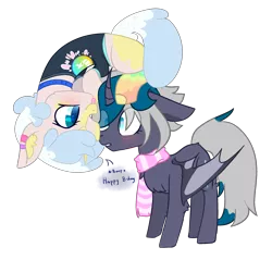 Size: 2500x2500 | Tagged: safe, artist:bublebee123, derpibooru import, oc, oc:elizabat stormfeather, oc:lunar breeze, unofficial characters only, alicorn, bat pony, bat pony alicorn, pony, unicorn, :p, alicorn oc, bat pony oc, bat wings, birthday, birthday gift, blushing, boop, chest fluff, clothes, collar, cute, ear fluff, ear piercing, earring, female, horn, jewelry, leg fluff, mare, markings, ocbetes, piercing, rainbow socks, scarf, shirt, simple background, socks, striped socks, t-shirt, tongue out, transparent background, wings