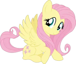 Size: 7073x6000 | Tagged: safe, artist:pink1ejack, derpibooru import, kotobukiya, fluttershy, pegasus, pony, absurd resolution, cute, female, kotobukiya fluttershy, looking at you, mare, shyabetes, simple background, sitting, smiling, solo, spread wings, three quarter view, transparent background, vector, wings