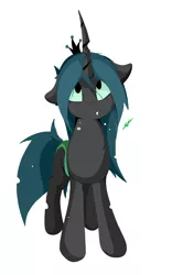 Size: 1456x2336 | Tagged: artist:groomlake, changeling, changeling queen, colored, curved horn, cute, cutealis, derpibooru import, female, horn, looking up, love, queen chrysalis, safe, silly, simple, simple background, solo, spots