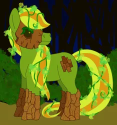 Size: 1344x1435 | Tagged: artist:chili19, bush, derpibooru import, dryad, female, forest, looking back, mare, oc, oc:dryad everfree, original species, safe, solo, unofficial characters only, vine