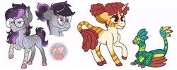 Size: 1024x410 | Tagged: safe, artist:loryska, derpibooru import, oc, oc:clarabelle, oc:niko, unofficial characters only, earth pony, pony, unicorn, colt, female, filly, glasses, male, offspring, parent:derpy hooves, parent:doctor whooves, parent:pipsqueak, parent:sweetie belle, parents:doctorderpy, parents:sweetiesqueak, simple background, vial, white background