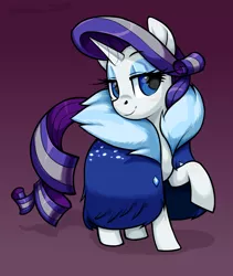 Size: 2272x2696 | Tagged: safe, artist:moonseeker, derpibooru import, rarity, pony, unicorn, the last problem, cloak, clothes, female, looking at you, mare, older, older rarity, skunk stripe, solo