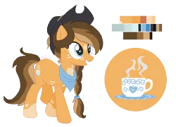 Size: 636x458 | Tagged: safe, artist:zafara1222, derpibooru import, oc, oc:clementine, unofficial characters only, earth pony, base used, female, hat, mare, offspring, origiverse, parent:applejack, parent:oc:deadeye, parents:canon x oc, reference sheet, simple background, solo, transparent background