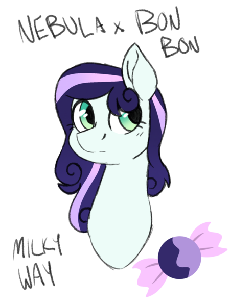 Size: 1536x2048 | Tagged: artist:themaskedmare, bust, cutie mark, derpibooru import, oc, offspring, origiverse, parent:bon bon, parent:oc, parent:oc:nebula stardust, parents:canon x oc, safe, simple background, solo, transparent background, unofficial characters only