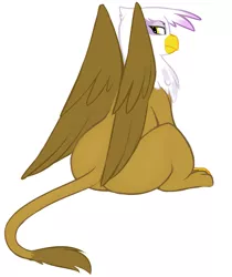 Size: 1337x1592 | Tagged: suggestive, artist:redintravenous, derpibooru import, gilda, gryphon, butt, female, gildonk, looking at you, looking back, plot, plump, solo, solo female, the ass was fat