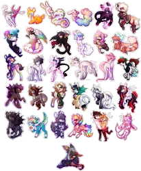 Size: 3415x4152 | Tagged: safe, artist:mcwolfity, deleted from derpibooru, derpibooru import, oc, unofficial characters only, alicorn, anthro, bat pony, bat pony alicorn, deer, digitigrade anthro, dracony, dragon, earth pony, human, hybrid, inkling, pegasus, pony, rabbit, raccoon, squirrel, :d, :p, alicorn oc, animal, anthro with ponies, bat pony oc, bat wings, bow, chest fluff, clothes, collar, colored hooves, colored wings, crossover, ear piercing, earth pony oc, eye clipping through hair, eyes closed, fangs, flying, freckles, frog (hoof), glasses, grin, hair bow, heart, holding hands, hooves to the chest, horn, hug, jewelry, leonine tail, multicolored hair, multicolored wings, necklace, octoling, one eye closed, peace sign, pegasus oc, piercing, prone, rainbow hair, rainbow wings, raised hoof, simple background, smiling, smirk, spiked collar, splatoon, starry tail, starry wings, sticker, sunglasses, tongue out, transparent background, underhoof, white eyes, wings, wink