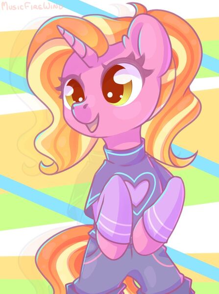 Size: 1024x1376 | Tagged: safe, artist:musicfirewind, derpibooru import, luster dawn, pony, unicorn, bipedal, clothes, cute, female, lusterbetes, mare, open mouth, solo