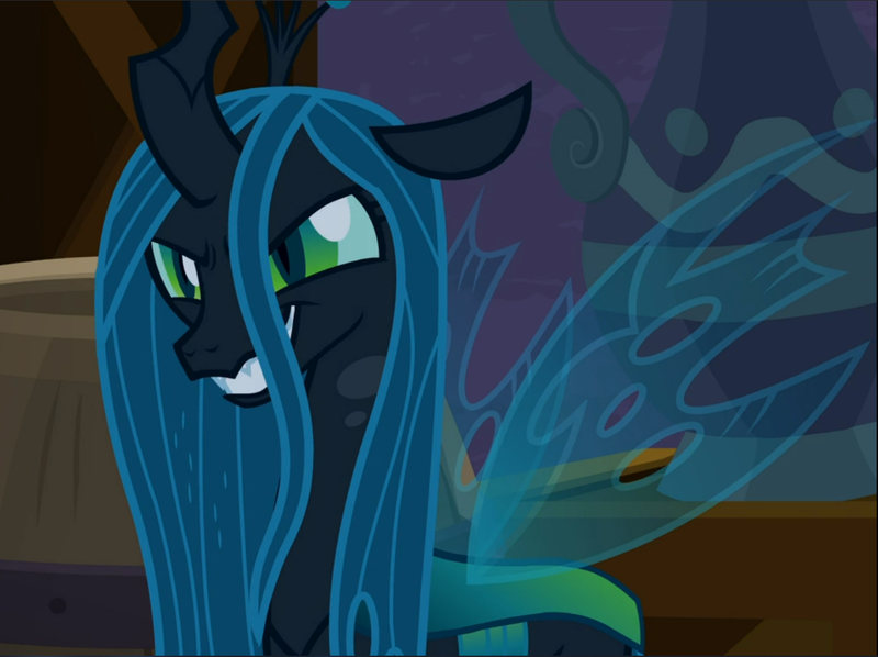 Size: 1257x940 | Tagged: cropped, derpibooru import, evil grin, grin, queen chrysalis, safe, screencap, sinister, smiling, solo, the summer sun setback