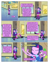 Size: 612x792 | Tagged: safe, artist:greatdinn, artist:newbiespud, derpibooru import, edit, edited screencap, screencap, spike, dog, comic:friendship is dragons, equestria girls, equestria girls (movie), backpack, clothes, collaboration, collar, comic, cutie mark, cutie mark on clothes, dialogue, dress, eyes closed, female, male, screencap comic, spike the dog, spiked collar