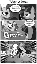 Size: 1080x1840 | Tagged: safe, derpibooru import, edit, edited screencap, editor:fathzoli, screencap, twilight sparkle, zecora, pony, unicorn, zebra, bridle gossip, comic, jojo reference, manga, screencap comic, unicorn twilight, zecora's hut