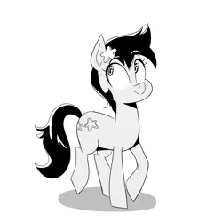 Size: 1500x1500 | Tagged: safe, artist:cassettepunk, deleted from derpibooru, derpibooru import, seven seas, star dancer, earth pony, my little pony: the manga, grayscale, monochrome, simple background, solo, white background