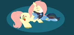 Size: 1224x582 | Tagged: safe, artist:vitotie, derpibooru import, oc, oc:chell, oc:woody shy, pony, base used, cuddling, cutie mark, duo, female, male, oc x oc, offspring, offspring shipping, parent:big macintosh, parent:fluttershy, parent:rainbow dash, parent:soarin', parents:fluttermac, parents:soarindash, shipping, straight