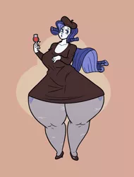 Size: 1064x1398 | Tagged: artist:bonusart, beret, derpibooru import, detective rarity, glass, hat, huge hips, human, humanized, impossibly wide thighs, rarity, suggestive, tailed humanization, thighs, thunder thighs, wide hips, wine glass