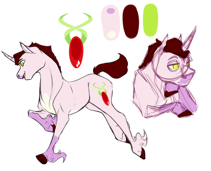 Size: 1280x1037 | Tagged: safe, artist:minsona, derpibooru import, oc, oc:cherry cider, unofficial characters only, unicorn, magical lesbian spawn, next generation, offspring, parent:applejack, parent:rarity, parents:rarijack, reference sheet, simple background, solo, transparent background