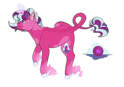 Size: 1280x903 | Tagged: safe, artist:minsona, derpibooru import, oc, oc:astral fluff, unofficial characters only, unicorn, leonine tail, magical lesbian spawn, next generation, offspring, parent:pinkie pie, parent:twilight sparkle, parents:twinkie, simple background, solo, transparent background