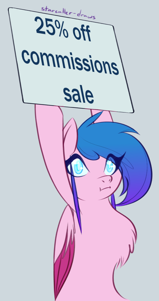 Size: 900x1700 | Tagged: safe, artist:puddingskinmcgee, derpibooru import, oc, oc:aetharis, unofficial characters only, pegasus, pony, armpits, chest fluff, commission, female, looking at you, sign, simple background, solo, text
