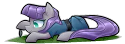 Size: 551x195 | Tagged: safe, artist:mcwolfity, deleted from derpibooru, derpibooru import, boulder (pet), maud pie, earth pony, pony, clothes, cute, female, mare, maudabetes, profile, prone, simple background, smiling, solo, transparent background, when she smiles