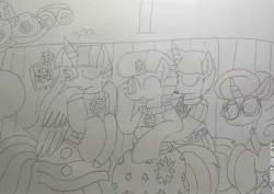 Size: 3429x2429 | Tagged: safe, artist:徐詩珮, derpibooru import, fizzlepop berrytwist, glitter drops, ocellus, spring rain, tempest shadow, twilight sparkle, twilight sparkle (alicorn), alicorn, unicorn, series:sprglitemplight diary, series:sprglitemplight life jacket days, series:springshadowdrops diary, series:springshadowdrops life jacket days, alternate universe, ball, beach, bisexual, broken horn, clothes, cute, equestria girls outfit, female, glitterbetes, glitterlight, glittershadow, horn, lesbian, lifeguard, lifeguard spring rain, nap, paw patrol, polyamory, shipping, sprglitemplight, springbetes, springdrops, springlight, springshadow, springshadowdrops, sunglasses, swimsuit, tempestbetes, tempestlight