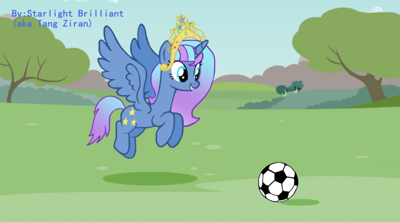 Size: 4000x2220 | Tagged: safe, artist:starlight brilliant, derpibooru import, oc, oc:starlight resplendent, unofficial characters only, alicorn, pony, alicorn oc, crown, female, football, horn, jewelry, regalia, solo, sports, tail, wings