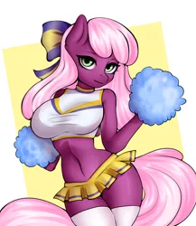 Size: 3300x3800 | Tagged: suggestive, artist:yutakira92, derpibooru import, cheerilee, anthro, earth pony, abs, adorasexy, beautiful, beautisexy, belly button, big breasts, bow, breasts, busty cheerilee, cheeribetes, cheerileeder, cheerleader, cheerleader outfit, clothes, curvy, cute, hourglass figure, midriff, miniskirt, pleated skirt, pom pom, sexy, short shirt, skirt, socks, solo, stockings, thigh highs