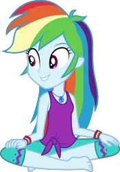 Size: 5000x7161 | Tagged: safe, artist:twilirity, derpibooru import, rainbow dash, equestria girls, equestria girls series, wake up!, spoiler:choose your own ending (season 2), spoiler:eqg series (season 2), absurd resolution, barefoot, clothes, crossed legs, cute, dashabetes, feet, female, geode of super speed, magical geodes, simple background, smiling, solo, transparent background, vector, wake up!: rainbow dash