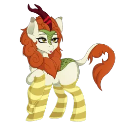 Size: 1600x1600 | Tagged: safe, artist:nathayro37, derpibooru import, autumn blaze, kirin, awwtumn blaze, clothes, cute, female, simple background, socks, solo, striped socks, tongue out, transparent background