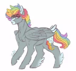 Size: 443x415 | Tagged: safe, artist:venti-star, derpibooru import, rainbow dash, pegasus, pony, leak, spoiler:g5, female, folded wings, g5, mare, rainbow dash (g5), redesign, simple background, solo, white background, wings