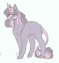 Size: 415x442 | Tagged: safe, artist:venti-star, derpibooru import, twilight sparkle, pony, unicorn, leak, spoiler:g5, female, g5, hooves, leonine tail, mare, redesign, simple background, solo, twilight sparkle (g5), unicorn twilight, white background