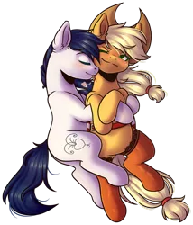 Size: 1024x1197 | Tagged: safe, artist:ak4neh, derpibooru import, applejack, oc, oc:constance everheart, earth pony, pony, canon x oc, couple, everjack, female, male, mare, shipping, simple background, stallion, straight, transparent background