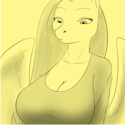 Size: 601x601 | Tagged: suggestive, artist:lesang, derpibooru import, fluttershy, anthro, bat pony, pegasus, ask murdershy, animated, big breasts, breast hold, breasts, busty fluttershy, cleavage, female, flutterbat, huge breasts, monochrome, murdershy, race swap, solo, solo female