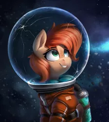 Size: 2211x2468 | Tagged: safe, artist:rexyseven, derpibooru import, oc, oc:rusty gears, unofficial characters only, earth pony, pony, astronaut, crack, danger, female, freckles, helmet, high res, leaves, mare, solo, spacesuit