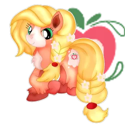 Size: 1024x1024 | Tagged: safe, artist:doraeartdreams-aspy, derpibooru import, applejack, earth pony, pony, leak, spoiler:g5, applejack (g5), braid, braided tail, coat markings, female, g5, hooves, mare, redesign, simple background, smiling, solo, transparent background