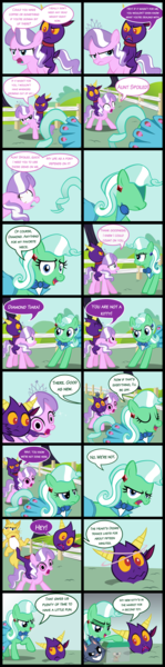 Size: 2000x8064 | Tagged: safe, artist:magerblutooth, derpibooru import, diamond tiara, filthy rich, oc, oc:aunt spoiled, oc:dazzle, oc:il, oc:peal, cat, earth pony, imp, mouse, pony, comic:diamond and dazzle, comic, mousified, species swap