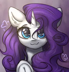 Size: 1170x1213 | Tagged: safe, artist:reterica, derpibooru import, rarity, pony, unicorn, alternate hairstyle, bust, cute, ear fluff, female, frog (hoof), heart, looking at you, mare, portrait, raribetes, smiling, solo, underhoof, wingding eyes