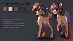 Size: 5760x3240 | Tagged: artist:cherry pop, butt, cute, deer, derpibooru import, female, floppy ears, oc, oc:fudge brownie, plot, reference sheet, safe, subsurface scattering, unofficial characters only