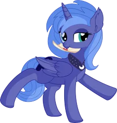 Size: 6402x6741 | Tagged: safe, artist:cyanlightning, derpibooru import, princess luna, alicorn, pony, .svg available, absurd resolution, cute, ear fluff, female, folded wings, hearts and hooves day, holiday, letter, looking at you, love letter, lunabetes, mare, missing accessory, mouth hold, nom, s1 luna, simple background, smiling, solo, transparent background, valentine's day, vector, weapons-grade cute, wings